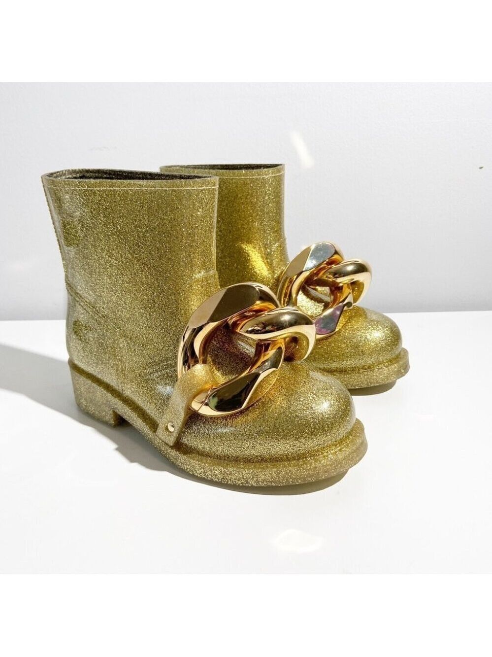 New JW Anderson Chain Glitter Gold Ankle Boots size 36